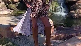 Staci Onit in leopard outfit during public crossdressing romp