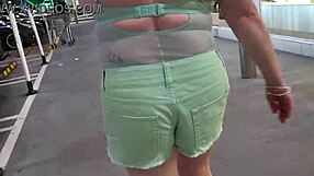 Trashy tattooed Kiwi slut exposes pussy at mall and public street