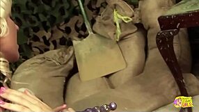 Blonde milf pleases her lesbian superior officer in office