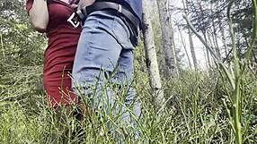 public fuck in deep forest turns wild with juicy brunette action.