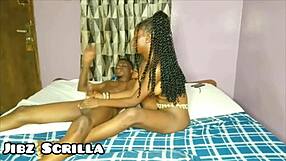 Ebony Teen Sucks Boobs and Pounds Pussy