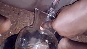 The milf's shaved pussy glistens under the salty rain.