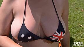 Busty redhead lola fauve fucks pool boy & swallows his enormous cock