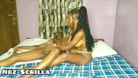 Ebony Teen Sucks Boobs and Pounds Pussy