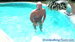 This smalltits teen 18+ gets covered in grandpa's jizz