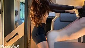 She shakes his campervan with intense anal and prostate orgasms
