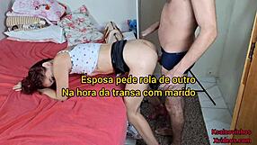 Latina wife humiliates husband with blowjob