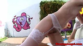 Cute pornstar in stockings get's assfuck'd hard while riding