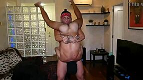 extreme lifting deepthroat and great fucking of the small 18+ man with milf ass to mouth.