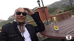 Prostitute Bitch Sucks Big Cock Outdoor, Gets Cumshot From Her Master