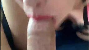 I moan with pleasure sucking monster cock sloppy in close up homemade.