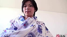 japanese model in kimono saki aoyama sucks hard cock outdoors in uncensored raw action. her natural tits shine under the sun.