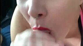 I moan with pleasure sucking monster cock sloppy in close up homemade.