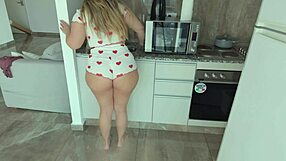 Watch My BIG ASS Stepsister Teasing Me in Kitchen Until FUCK