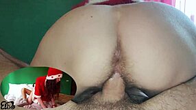 Sexy Santa brings cum on young hairy pussy
