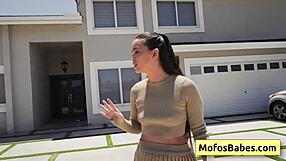 sexy brunette angelina moon pays gardener logan xander with wet blowjob and juicy pussy fucking