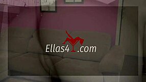 Young girl with small tits sits on cock, squirting in voyeur interracial scene