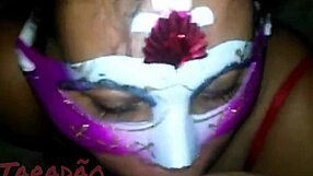 Slut in lingerie milks cock with hands and mouth