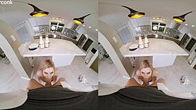 Blonde Slut In Stockings Bent Over For Doggystyle Cumshot With Milkman In VR