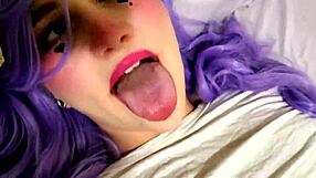why is this ahegao slut tied up and teased with a huge cock in pov?