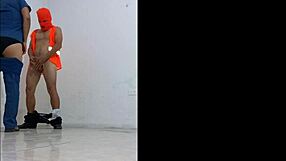 Nurse in lingerie seduces cleaning guy for wild standing sex