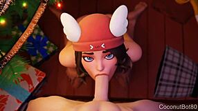 skye gives a christmas blowjob in fortnite game