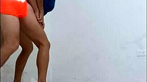 Nurse in lingerie seduces cleaning guy for wild standing sex