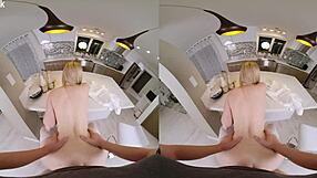 Blonde Slut In Stockings Bent Over For Doggystyle Cumshot With Milkman In VR