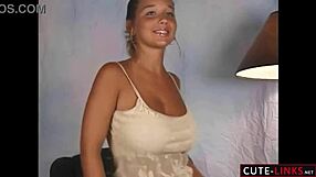 big tits bounce wild in tight beige dress during hot dance