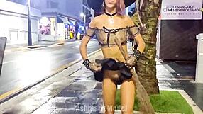 Hairy Pussy Upskirt Flashing in Public for Trick or Treat?