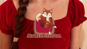 Merry Christmas! Myredfoxgirl In Heels And Miniskirt Gets Cum On Tits!