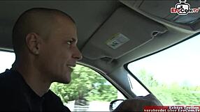 Skinny brunette teen picked up for a date and a surprise