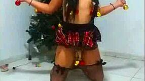 Amateur wife bound as slave at Christmas, choked and gagged while sucking in humiliation