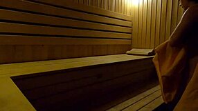 I caught this girl fingering herself in the sauna at night.