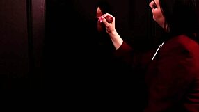 Student Sucks Cock at Gloryhole in Stockings and Lingerie!