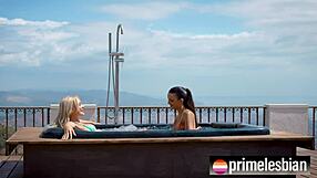 Angie and Ohana cum in the hottub together