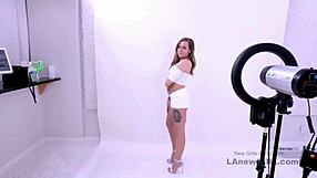 gorgeous brunette in modeling audition