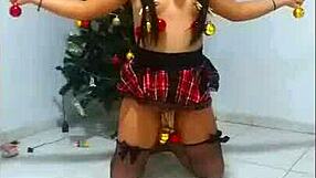 Amateur wife bound as slave at Christmas, choked and gagged while sucking in humiliation