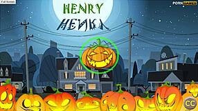 Halloween virgins play with anal and blowjobs.