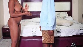 Sexy mature bitch fucks big black cock after catching peeper