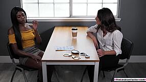 TheLesbianFactor.com - Ebony Lesbian Licking Busty Milf’s Pussy in Interracial Heat.