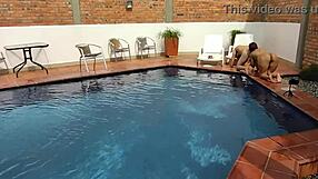 on vacation at the pool with my step-nephew having fun