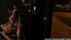 Girl sucks cock outdoors first time next he throws her over a box