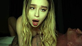 tattooed sweetie moans during quickie fuck and cum riding