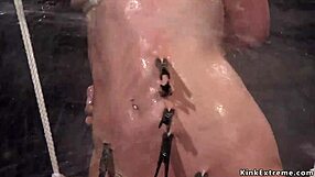 hogtied brunette slut screams during water bondage fucking!