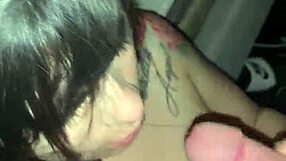 Sexy Teen Sucking Sloppy Dick with Toys, Cum on Tits