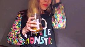 Bonneyuwu in pajamas masturbates with dildo