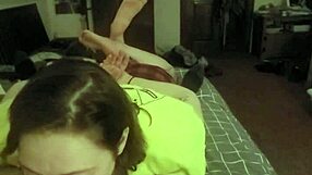 Redhead Submissive Slave Lays On Belly For Deepthroat Blowjob