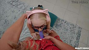 Couple plays game with scissoring, dildo riding, and spanking