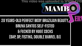 Bruna Santos self-fists anal with monster cocks